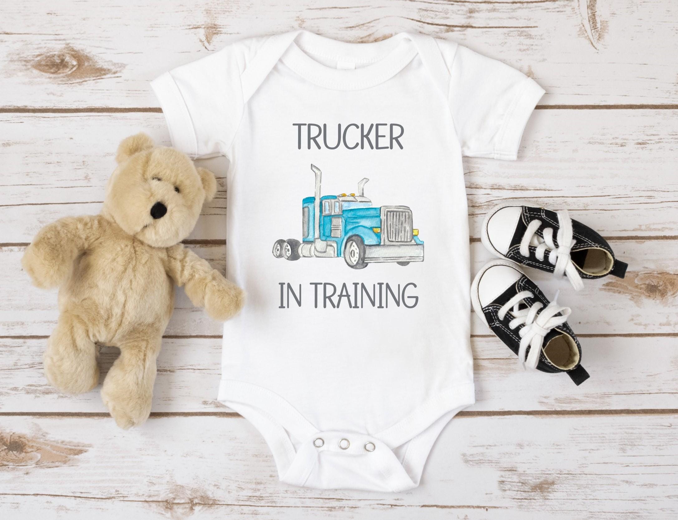 Semi Truck Baby Bodysuit, Trucker In Training Shirt, Truck Driver Baby Gift