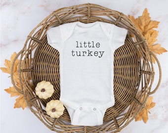 Little Turkey Baby Bodysuit, Kids Thanksgiving Shirt, Fall Outfit for Baby Boy or Girl, Cute Turkey Bodysuit, Toddler Thanksgiving Tee