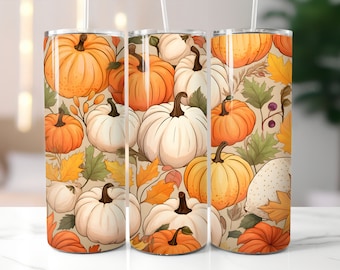 Fall Pumpkin Tumbler / Gourd Cup / Custom 20 Ounce Insulated Tumbler With Lid And Straw