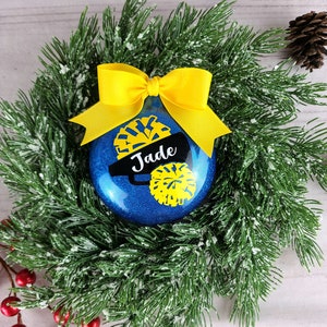 Personalized Cheer Christmas Ornament, Glitter Ornament, Cheerleader ...
