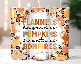Fall Leopard Print Tumbler: 20 oz Insulated Stainless Steel