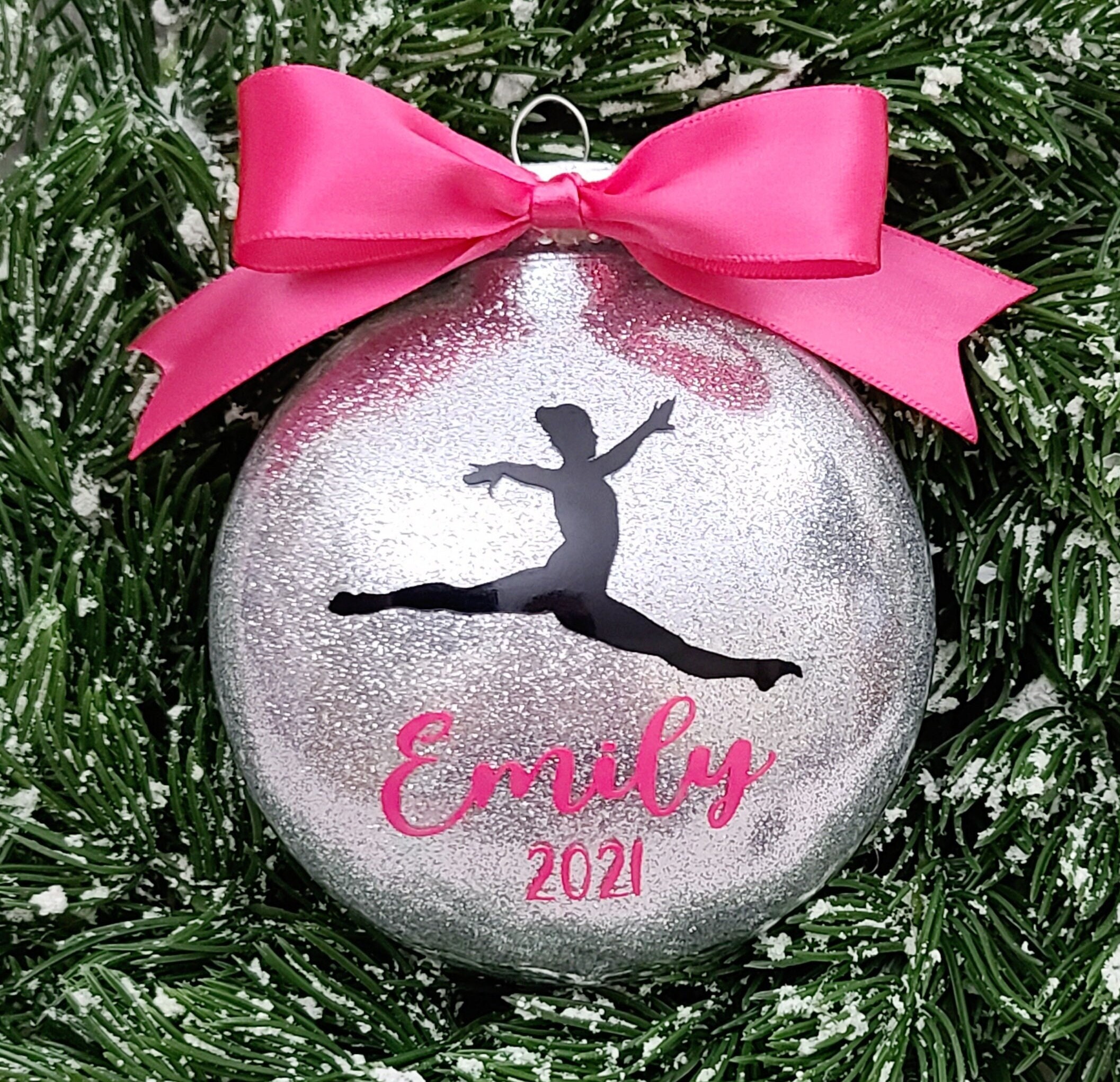 Personalized Gymnast Christmas Ornament Glitter Ornament Etsy
