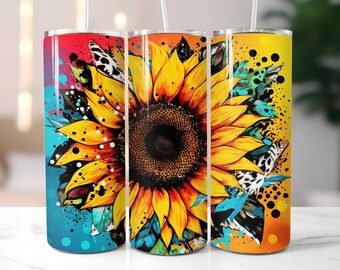 Sunflower Tumbler / Trendy Sunflower Cup / Custom 20 Ounce Insulated Tumbler With Lid And Straw