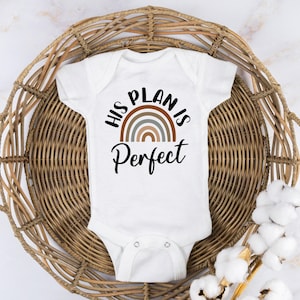 His Plan Is Perfect Rainbow Baby Bodysuit, Religious Baby Announcement, Pregnancy Reveal