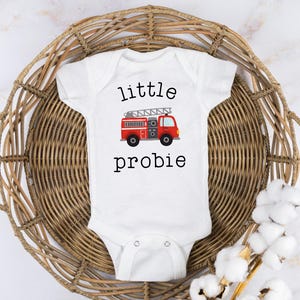 Little Probie Firefighter Baby Bodysuit: Firetruck Toddler Shirt