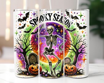 Dancing Skeleton Halloween Tumbler: 20 oz Insulated Stainless Steel
