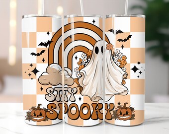 Retro Halloween Ghost Tumbler: Stay Spooky Insulated 20 oz Tumbler