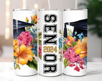 2024 Senior Tumbler / Graduation Cap / Custom 20 Ounce Insulated Tumbler With Lid And Straw