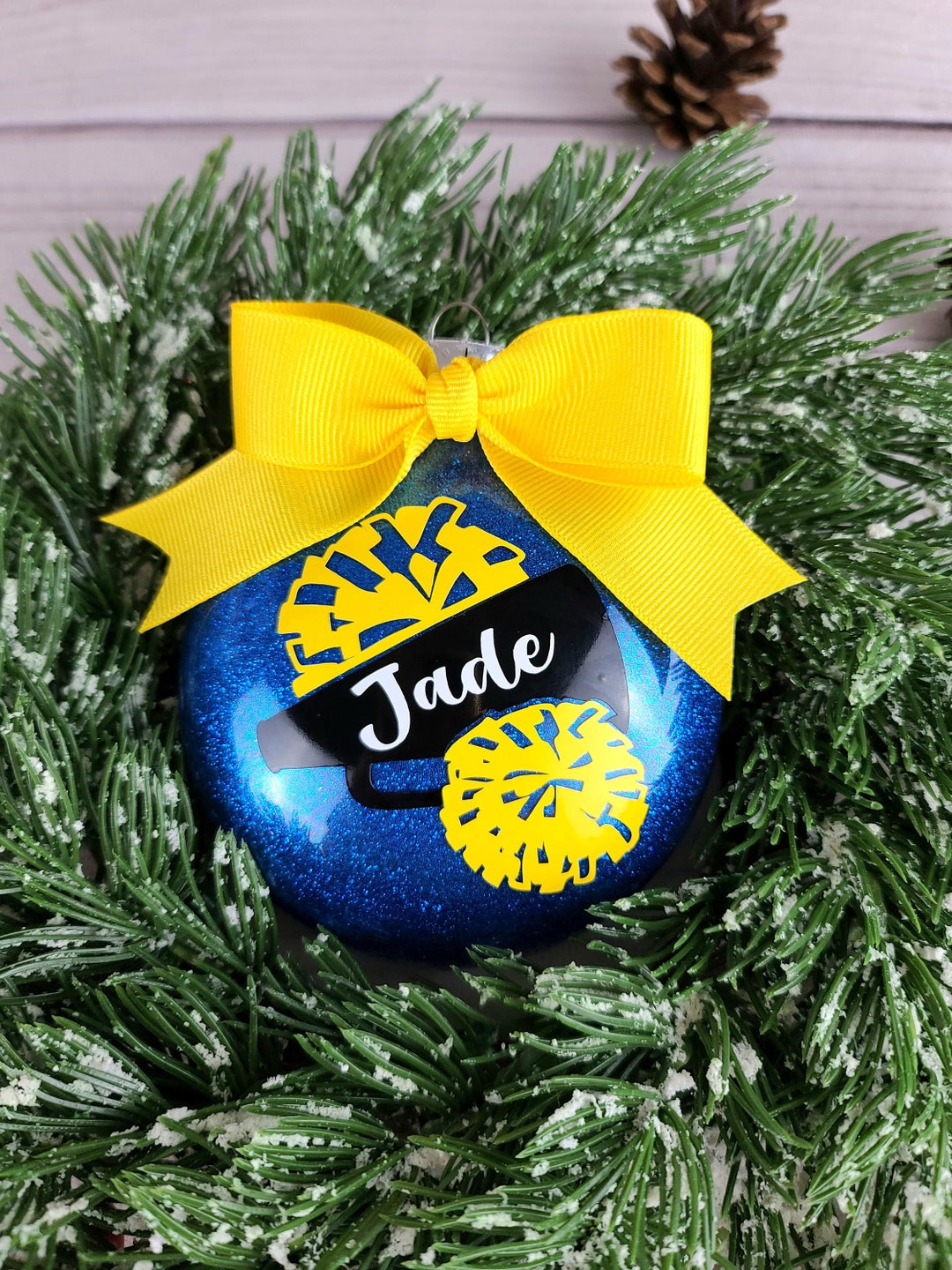 Personalized Cheer Christmas Ornament, Glitter Ornament, Cheerleader ...