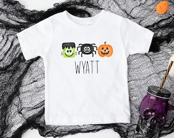 Personalized Toddler Halloween Shirt, Boys Halloween Tee, Cute Baby Halloween Bodysuit With Name