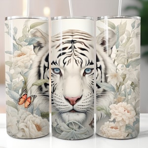 White Tiger Tumbler: Floral Insulated Cup (20 Ounce)