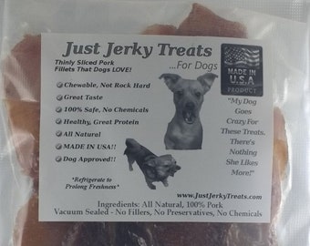 Homemade Pork Jerky Dog Treats, 8oz - All Natural, No Fillers, No Preservatives