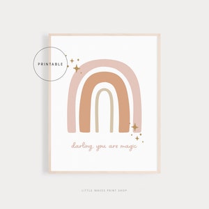 You Are Magic -- Boho Rainbow, Boho Nursery Wall Art, Neutral Rainbow Wall Art, Girl Nursery Decor, Positive Quote, PRINTABLE