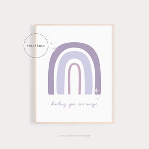 Darling You Are Magic -- Purple Rainbow Print, Boho Nursery, Purple Art Print, Girls Room Decor, Purple Nursery Decor, DIGITAL DOWNLOAD