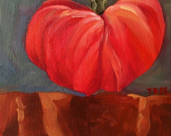 Heirloom Tomato Oil Painting, Tomato Art, Brandywine