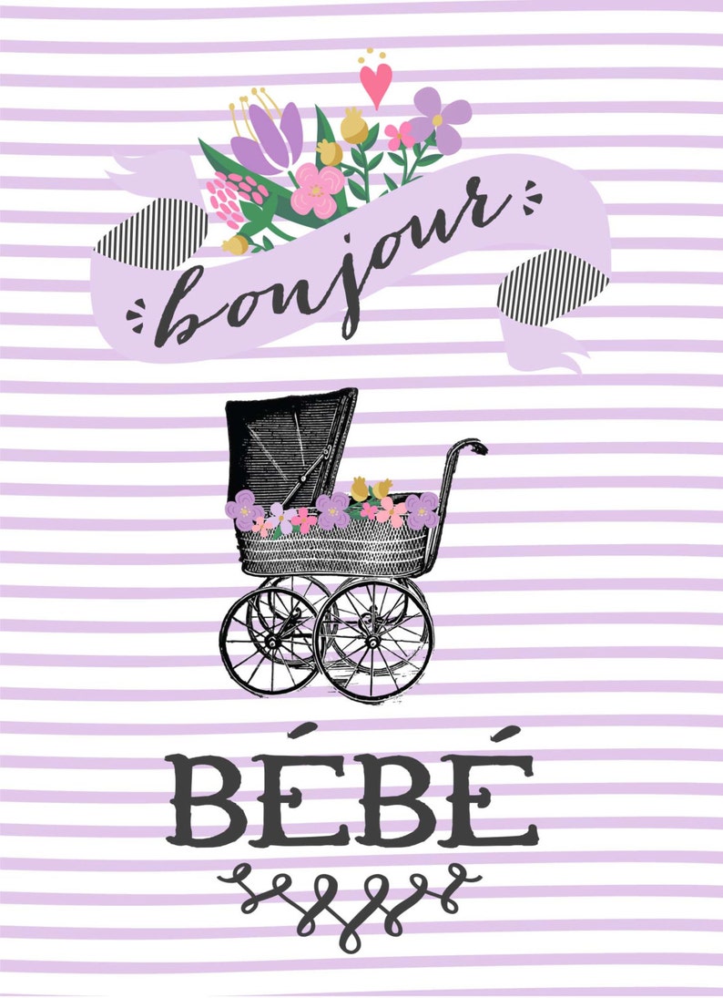 Bonjour Bebe Girl // Baby Shower Invitation | Etsy