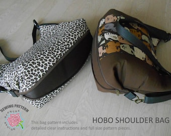 Sewing Pattern Hobo Shoulder Bag with Expandable Bottom, Strappy Expanding Hobo Bag PDF Pattern
