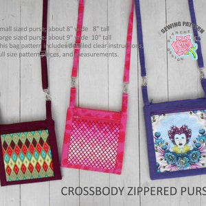 Crossbody Zippered Purse Sewing Pattern: Phone Pocket (PDF Pattern)