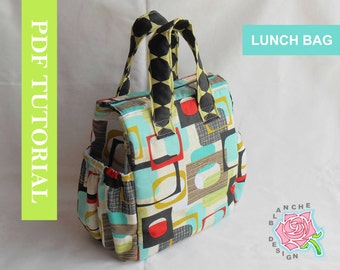 Sewing Pattern Insulated Lunch Bag PDF, Tote Bag Sewing Pattern, PDF Lunch Bag Pattern with detailed instructions and pattern pieces