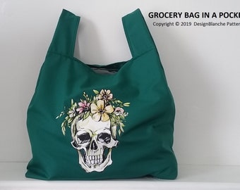 Patrón de costura: Bolsa de supermercado plegable y reutilizable con bolsillo (PDF)