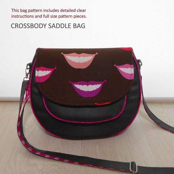 Sewing Pattern Crossbody Saddle Bag PDF, Cross Body Purse Pattern