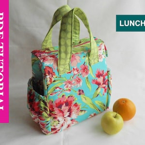 Sewing Pattern Insulated Lunch Bag PDF, Tote Bag Sewing Pattern, PDF Lunch Bag Pattern with detailed instructions and pattern pieces image 1