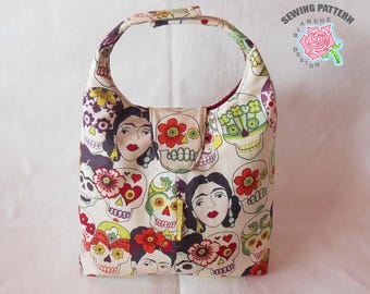 Patrón de costura para bolsa de almuerzo con aislamiento de velcro en formato PDF, patrón de bolsa de almuerzo en formato PDF con instrucciones detalladas y piezas del patrón