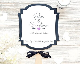 Black and White Wedding Fans For Outdoor Ceremony | Personalized Wedding Fan Favors | Classy Wedding Favor | Paddle Fans Set of 25