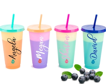 Personalized Color Changing Cups | Cups with Names | Custom Design Cups | Girls Trip Cups | Travel Cup | Bridesmaids Gift | Reusable Cups