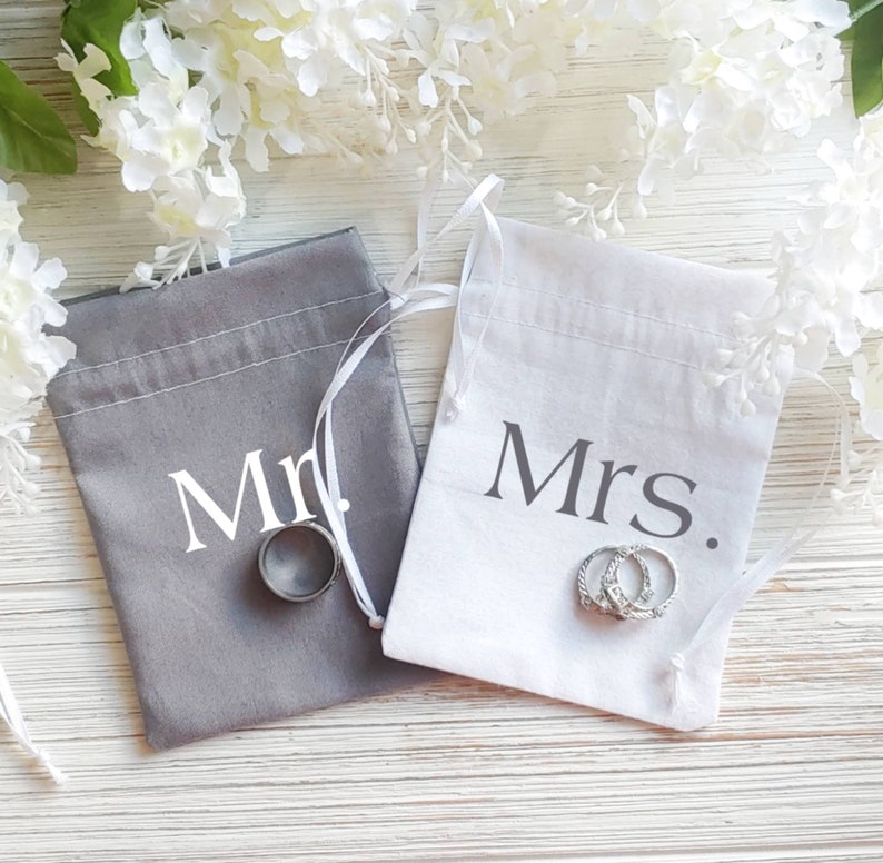 Wedding Ring Bag Personalize Ring Bearer Alternative Mr. Mrs. Ring Bearer Bag Wedding Ring Bags Set of 2 Ring Pillow Alternative image 2