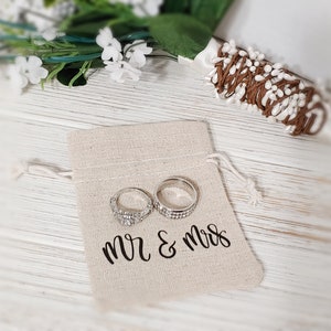 Personalized Wedding Ring Bag | Rustic Ring Bearer Alternative | Mr. Mrs. Ring Bearer Bag | Boho Wedding | Ring Pillow Alternative