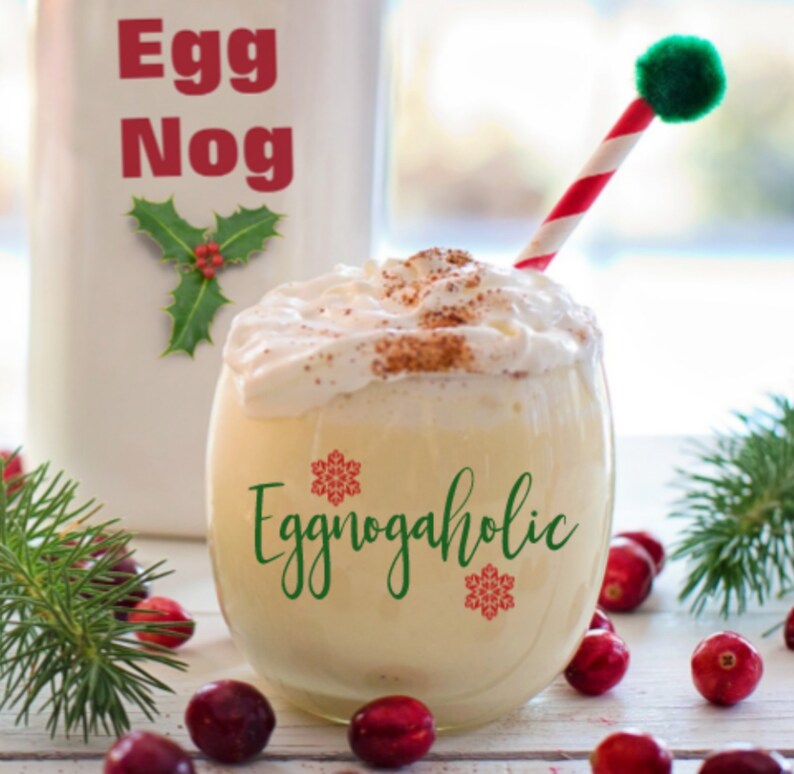 Christmas Drinking Glasses Eggnog Glass Eggnogaholic Glass image 4