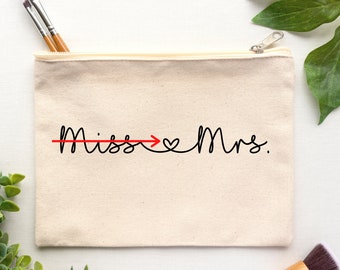 Miss To Mrs Makeup Bag | Cosmetic Bag | Future Mrs Canvas Make-up Bag | Cosmetic Pouch | Make Up Pouch | Personalized Bride To Be Gift