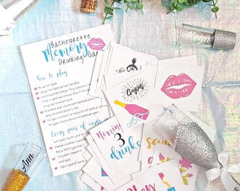 Bridal Shower Game, Matching Game, Wedding Game, Memory Game, Party Game, Bachelorette Game, Bachelorette Memory Drinking Game