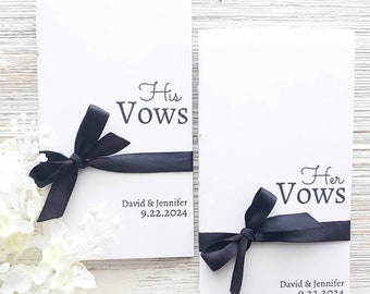 His and Her Wedding Vow Books | Custom Vows Booklet | Personalized Gift for Bride and Groom | Wedding Keepsake Gift | Vow Card Books