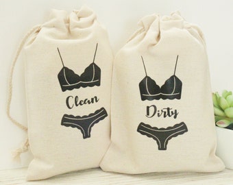 Clean Dirty Underwear Travel Bags | Over Night Laundry Bag | Honeymoon Accessory | Laundry Organizer | Lingerie Bag | Gift for Women