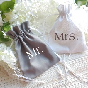 Wedding Ring Bag Personalize Ring Bearer Alternative Mr. Mrs. Ring Bearer Bag Wedding Ring Bags Set of 2 Ring Pillow Alternative image 3