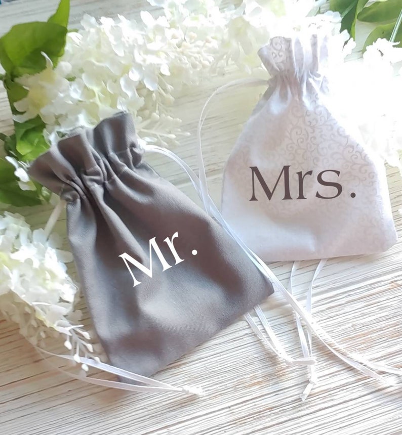 Wedding Ring Bag Personalize Ring Bearer Alternative Mr. Mrs. Ring Bearer Bag Wedding Ring Bags Set of 2 Ring Pillow Alternative image 3