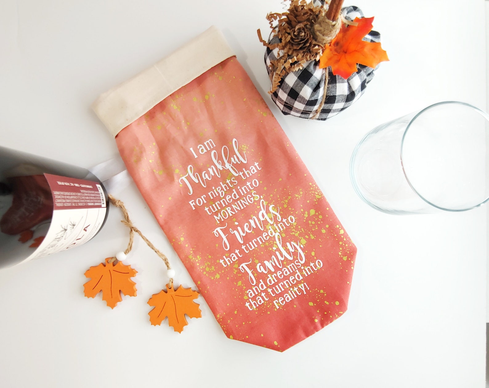 Friendsgiving Wine Bottle Bag Gift Friendsgiving Gift Etsy