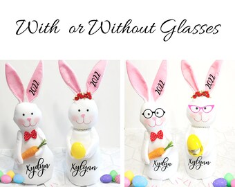 Personalized Easter Bunny | Easter Rabbit | 14 in Standing Easter Bunnies | Easter Plush Toy | Customized White Rabbit | Easter Gift Décor