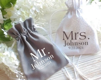 Wedding Ring Bag | Personalize Ring Bearer Alternative | Mr. Mrs. Ring Bearer Bag | Wedding Ring Bags Set of 2 | Ring Pillow Alternative