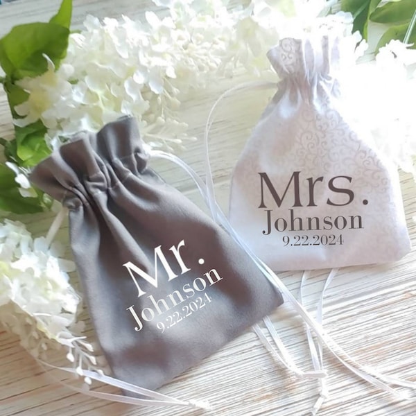 Wedding Ring Bag | Personalize Ring Bearer Alternative | Mr. Mrs. Ring Bearer Bag | Wedding Ring Bags Set of 2 | Ring Pillow Alternative
