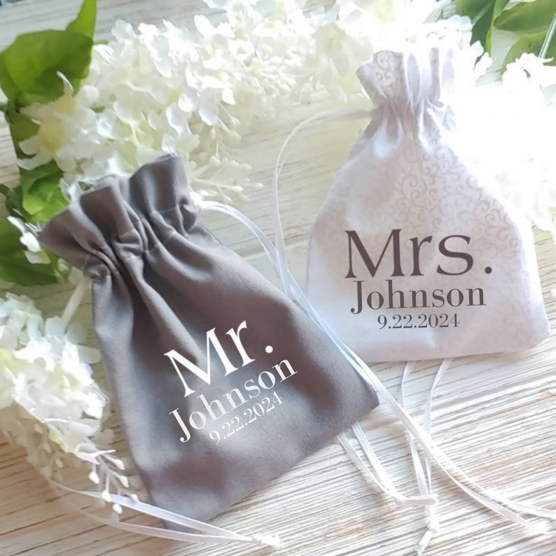 Wedding Ring Bag Personalize Ring Bearer Alternative Mr. Mrs. Ring Bearer Bag Wedding Ring Bags Set of 2 Ring Pillow Alternative image 1