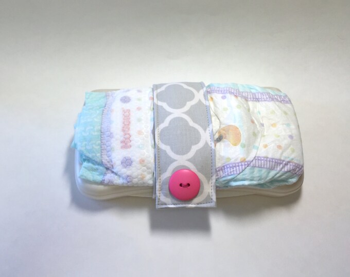 Diaper and Wipes Holder Grey and White Quatrefoil With Pink Etsy