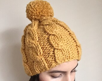 Chunky Chapeau à pompons tricoté