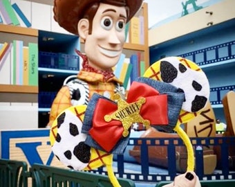 Cowboy Woody Toy Story Land inspired Minnie and Mickey Mouse Ears headband