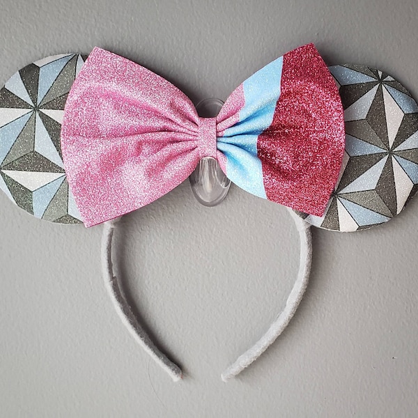 Epcot inspired Minnie Mouse ears with Bubble Gum Wall ears Spaceship Earth Ears Pink Ears