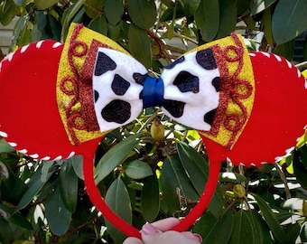 Halloween Cowgirl Jessie Toy Story inspired Minnie Mouse ears headband Round Up Ears