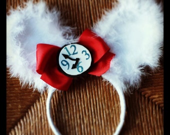 White Rabbit Ears Headband, Alice in Wonderland Costume