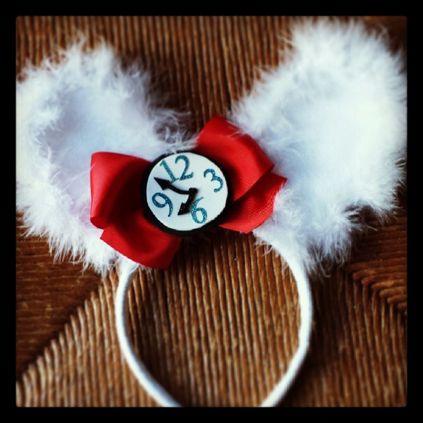 White Rabbit Alice in Wonderland inspired headband Minnie Mouse Hatter Cheshire Cat Queen of Hearts